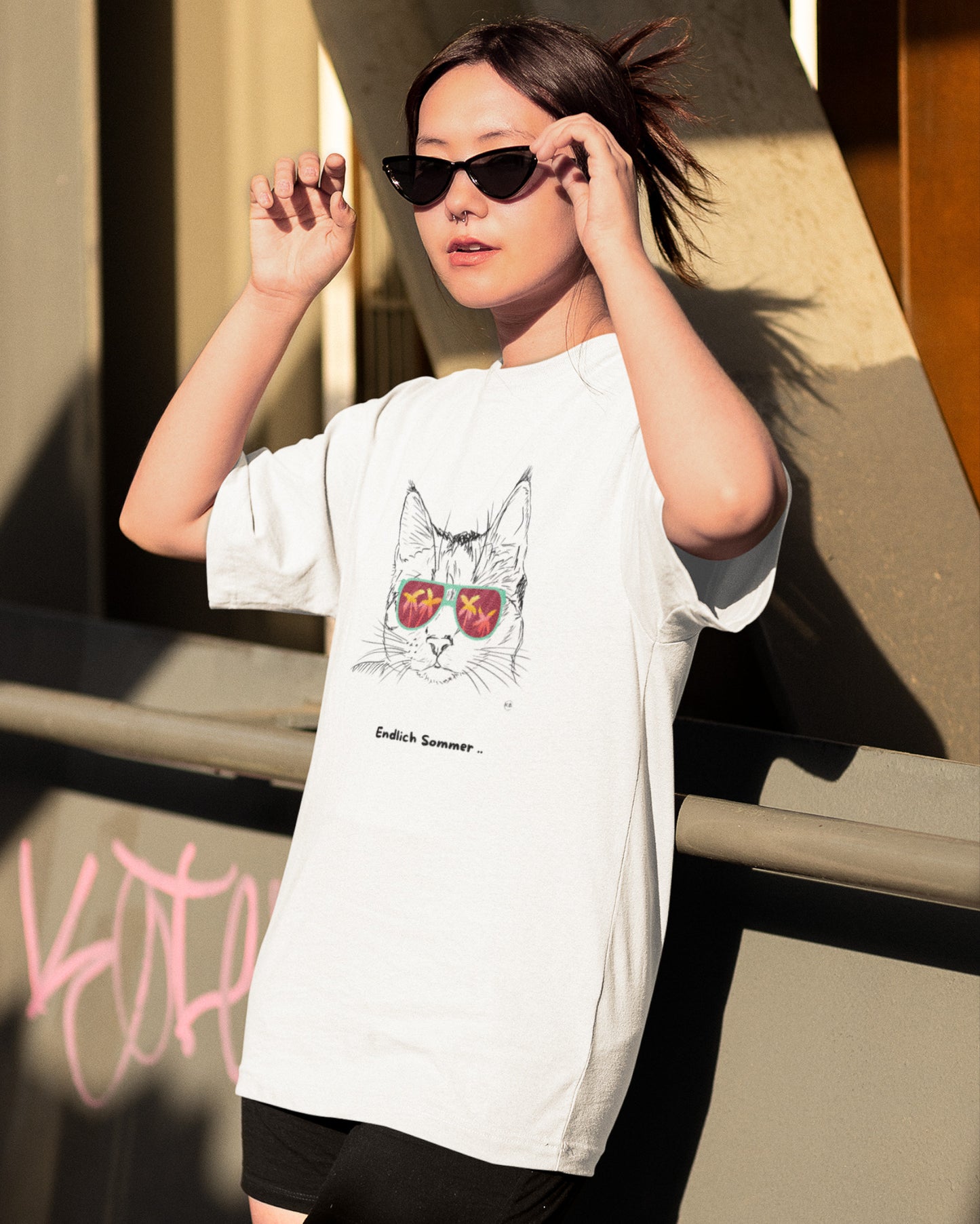 T-SHIRT | GREEN RETRO CAT